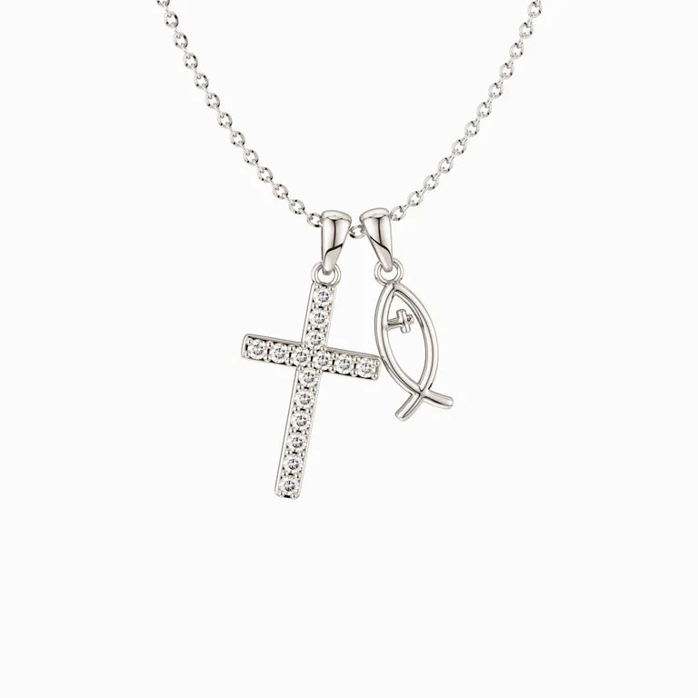 Blessed Cross & Fish Necklace
