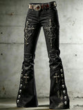Women's Gothic Skull Art Print Flared Trousers