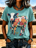 Women's Western style round neck T-shirt