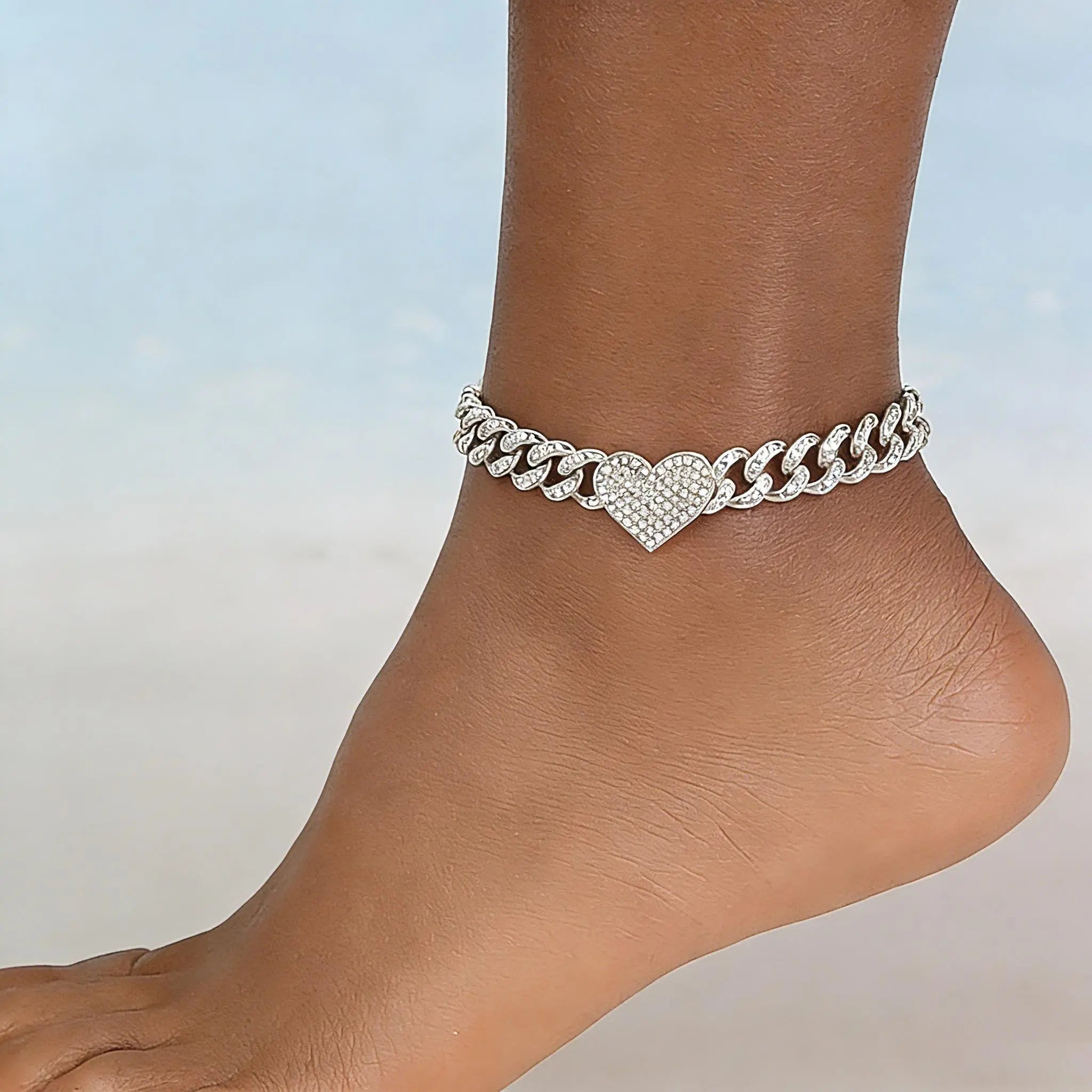 Butterfly Heart Anklet for Women – Gold/Silver Plated