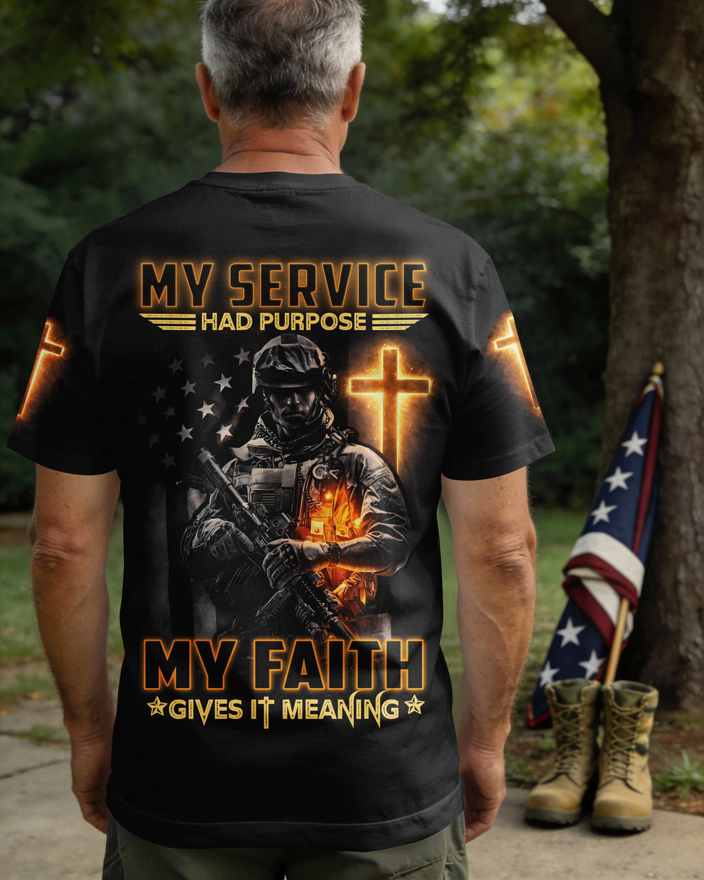 Mein Dienst Hatte einen Zweck, mein Glaube gibt ihm Bedeutung T-Shirt