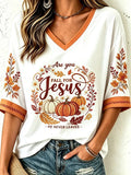 Damen Herbst Freizeit T-Shirt mit "Faith"-Grafikdruck