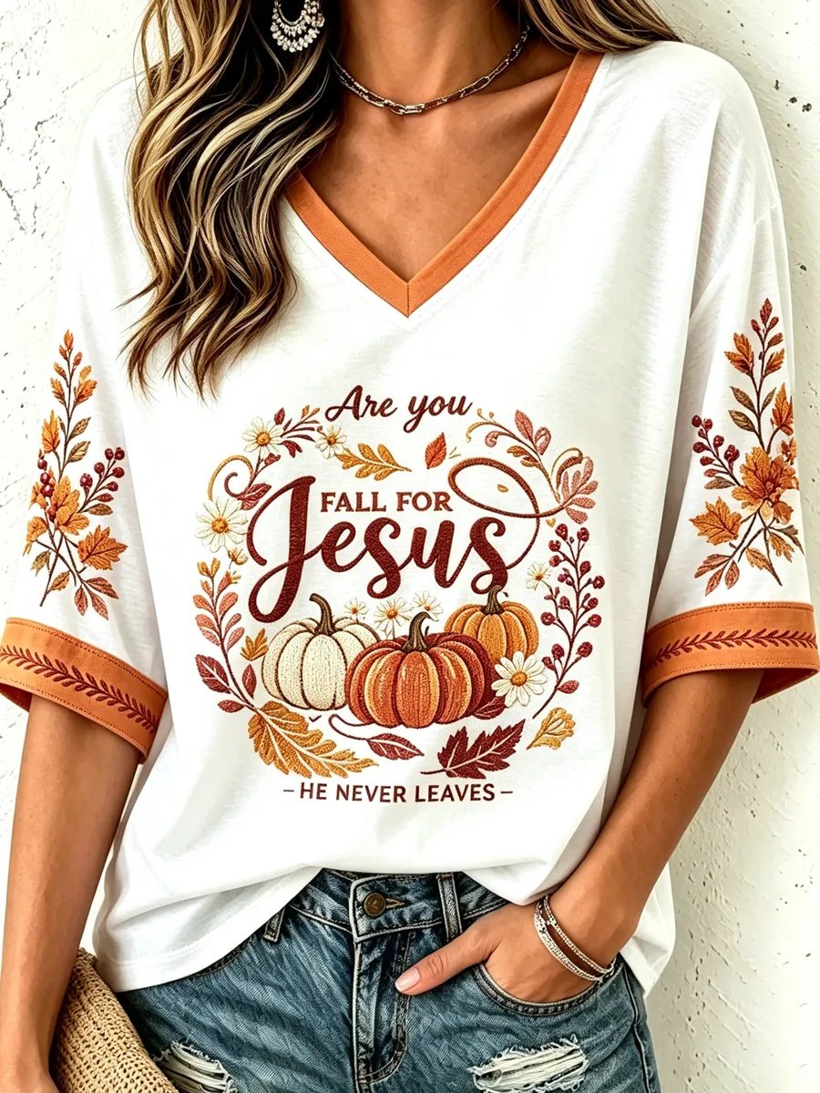 Damen Herbst Freizeit T-Shirt mit "Faith"-Grafikdruck