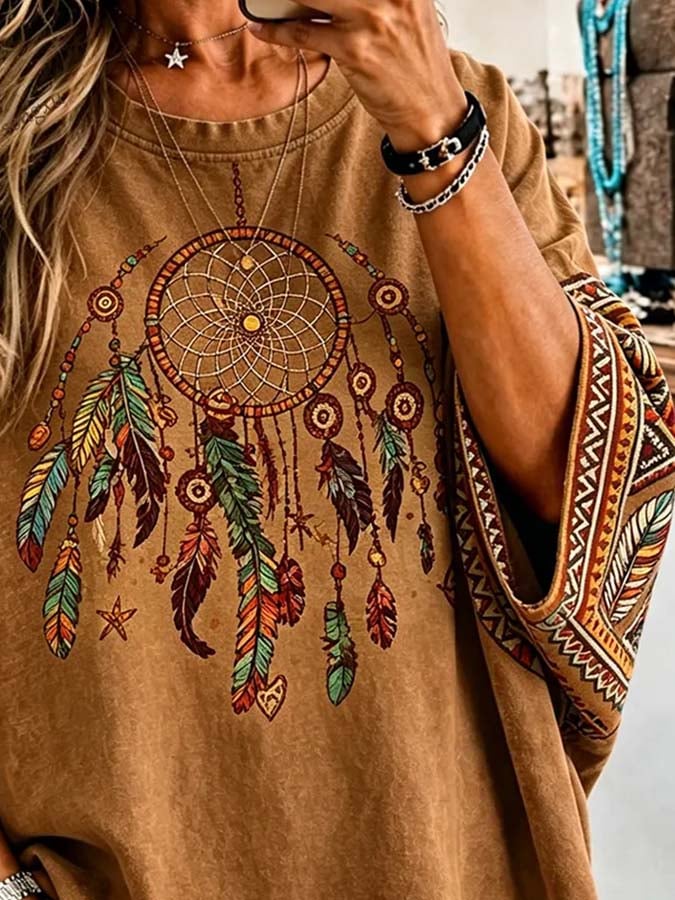Women'S Casual Retro Print Top