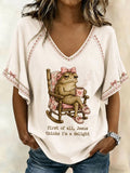 Damen T-Shirt mit Aufdruck „Jesus Thinks I'm Cute“