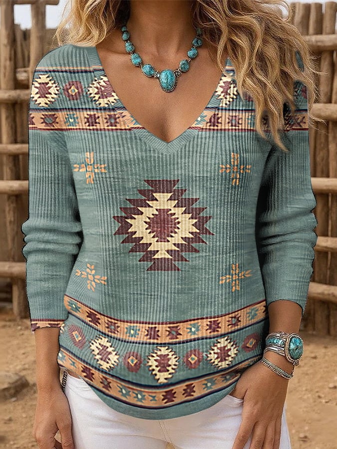 Women's Western Ethnic Print Top