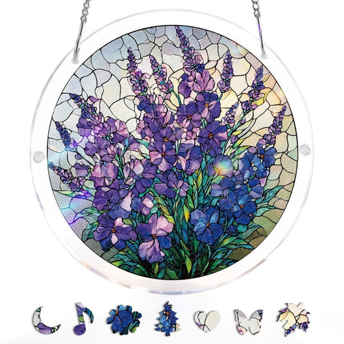 Atrapasol de rompecabezas de acrílico - Gracia del jardín violeta