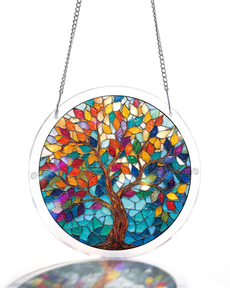 Attrape-soleil en acrylique - Arbre aux feuilles lumineuses