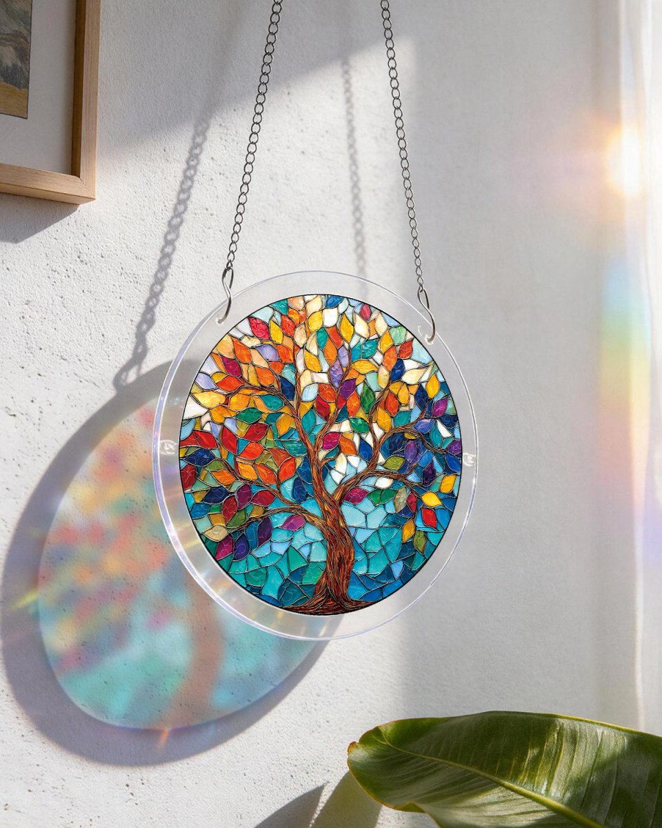 Attrape-soleil en acrylique - Arbre aux feuilles lumineuses