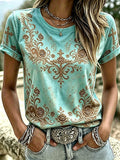 Women's Retro Western Style Faith Print T-shirt
