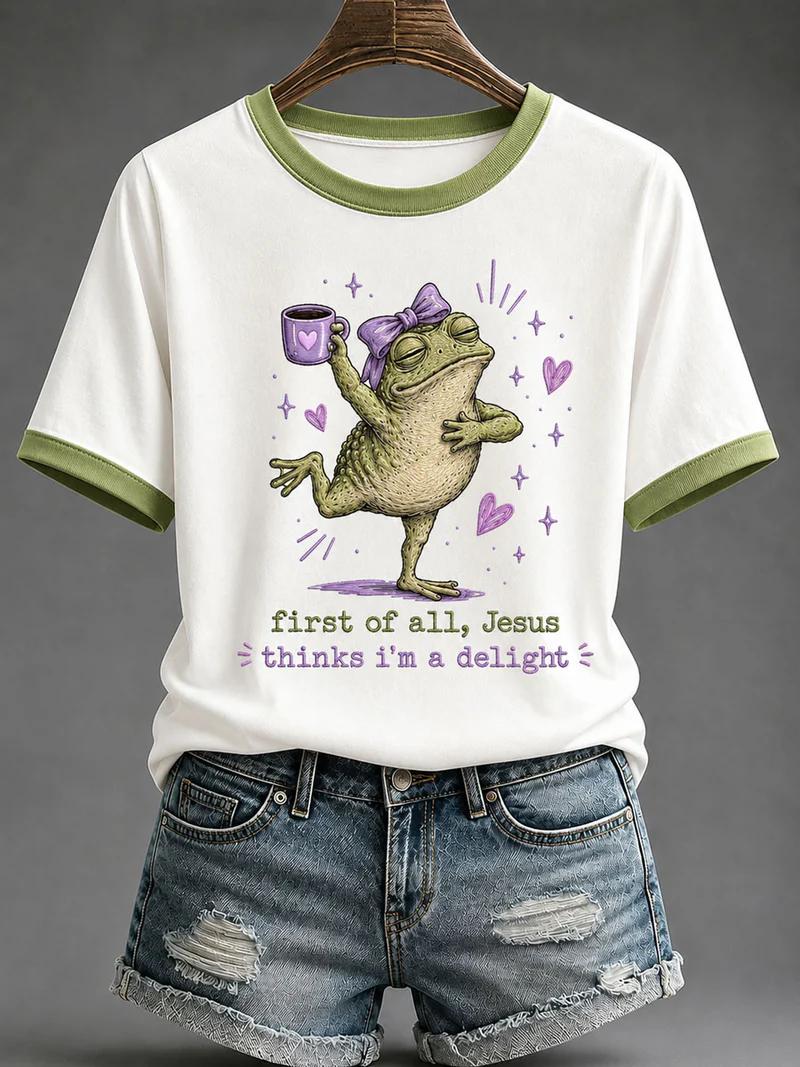 Damen T-Shirt mit Aufschrift „Jesus Thinks I'm A Delight“