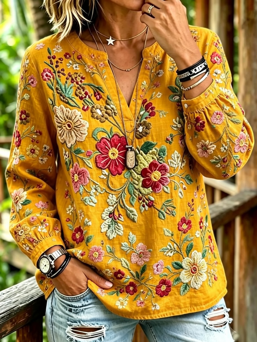 Top casual de mujer con estampado floral