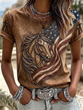 Women's Western style round neck T-shirt