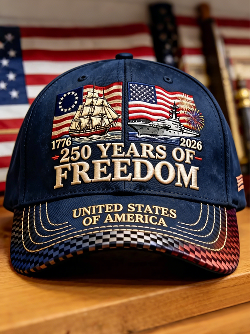 Casquette de baseball patriotique 250 ans de liberté, navire et navire de guerre