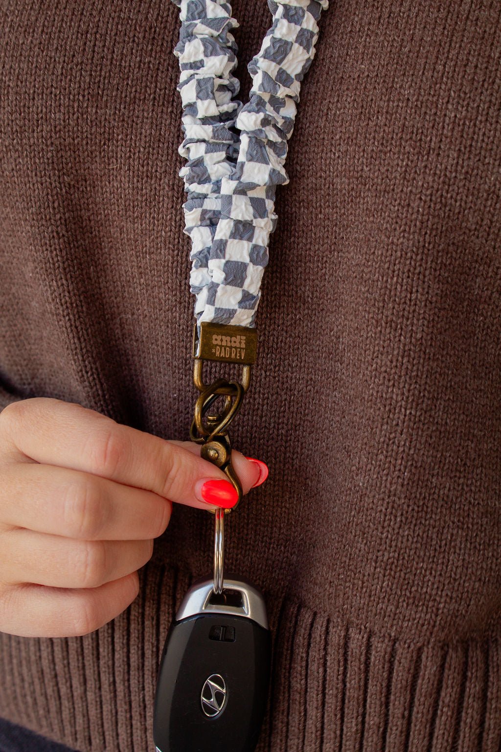 Andi x Rad Rev Grey Checkered Lanyard