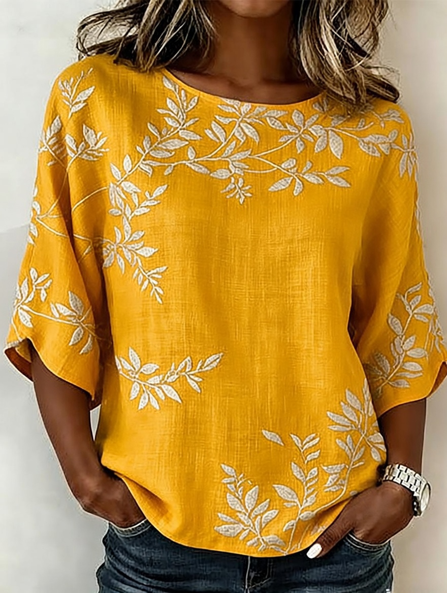 Tops estampados de lino y algodón para mujer