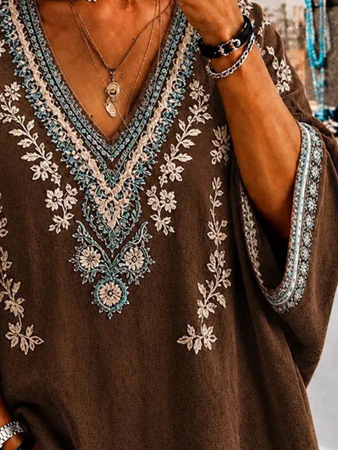 Women'S Casual Retro Print Top