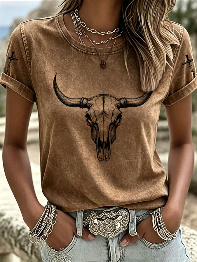 Women'S Western American Cross Casual T-Shirt