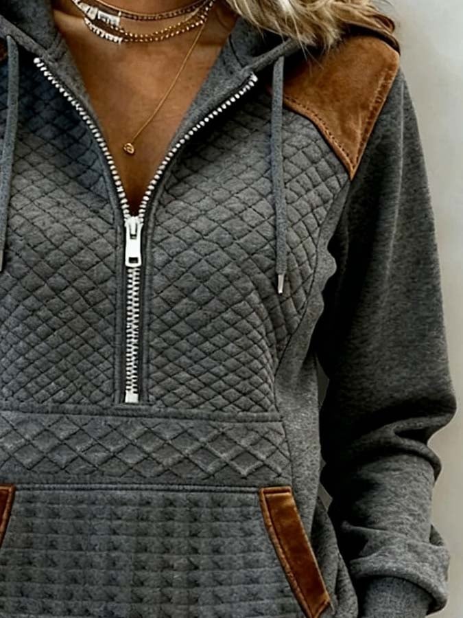Women'S Casual Color-Blocked Pullover Sweatshirt