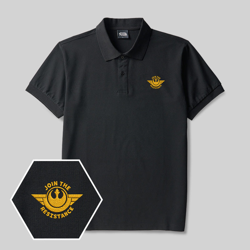 Join The Resistance Geek Embroidered Polo Shirt