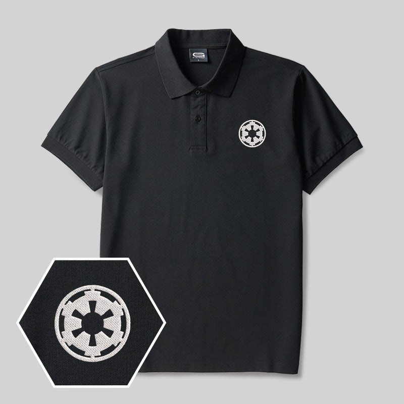 Premium Sci-Fi Embroidered Black Polo Shirt | Galactic Emblem Geek Apparel (M-5XL)