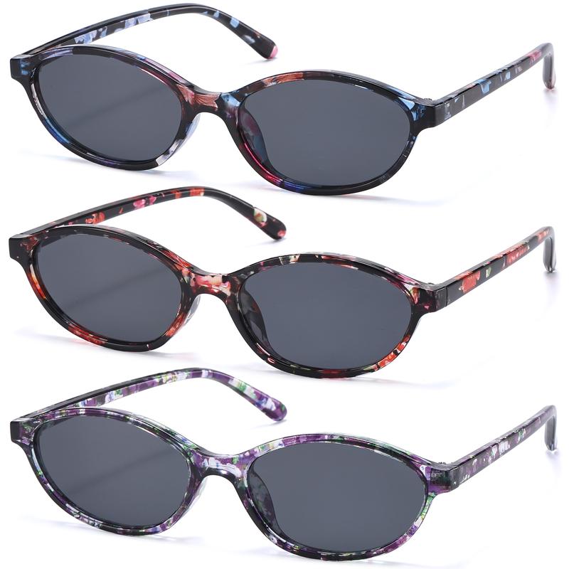 3-Pack Retro Y2K Oval Sunglasses for Women – Slim 90s UV Protection Shades