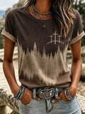 Women's Retro Gradient Cross T-shirt