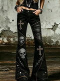 Women'S Retro Western Style Art Print Flare Printed Flared Trousers