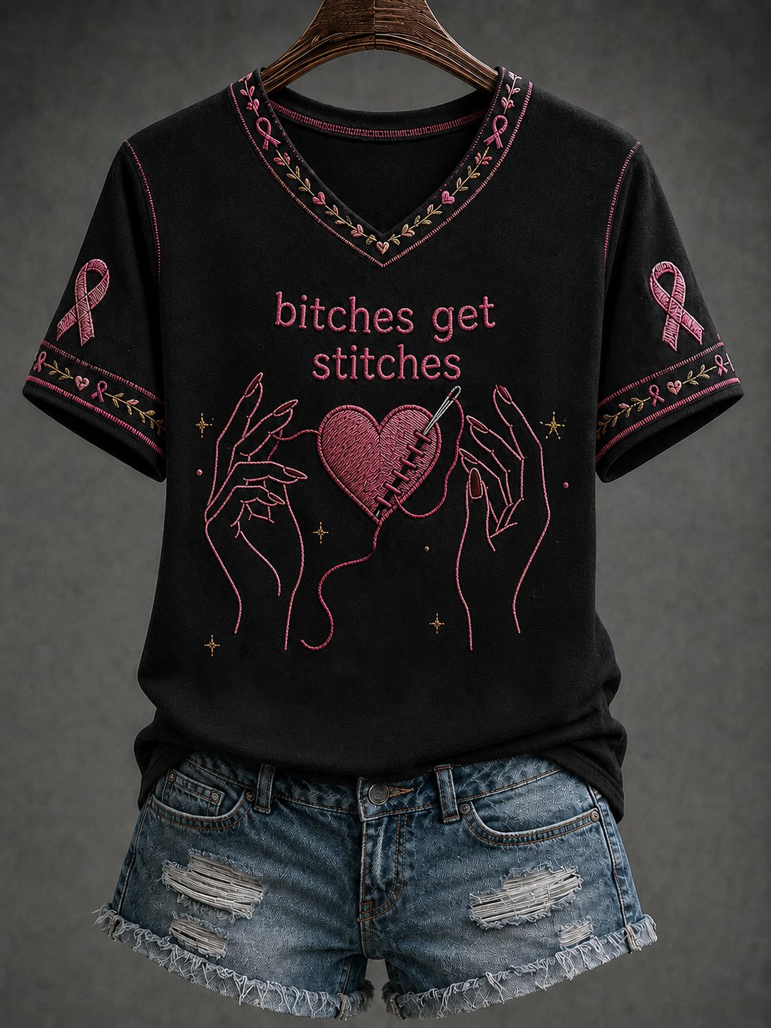 Women's Breast Cancer Awareness -Themed Graphic Top