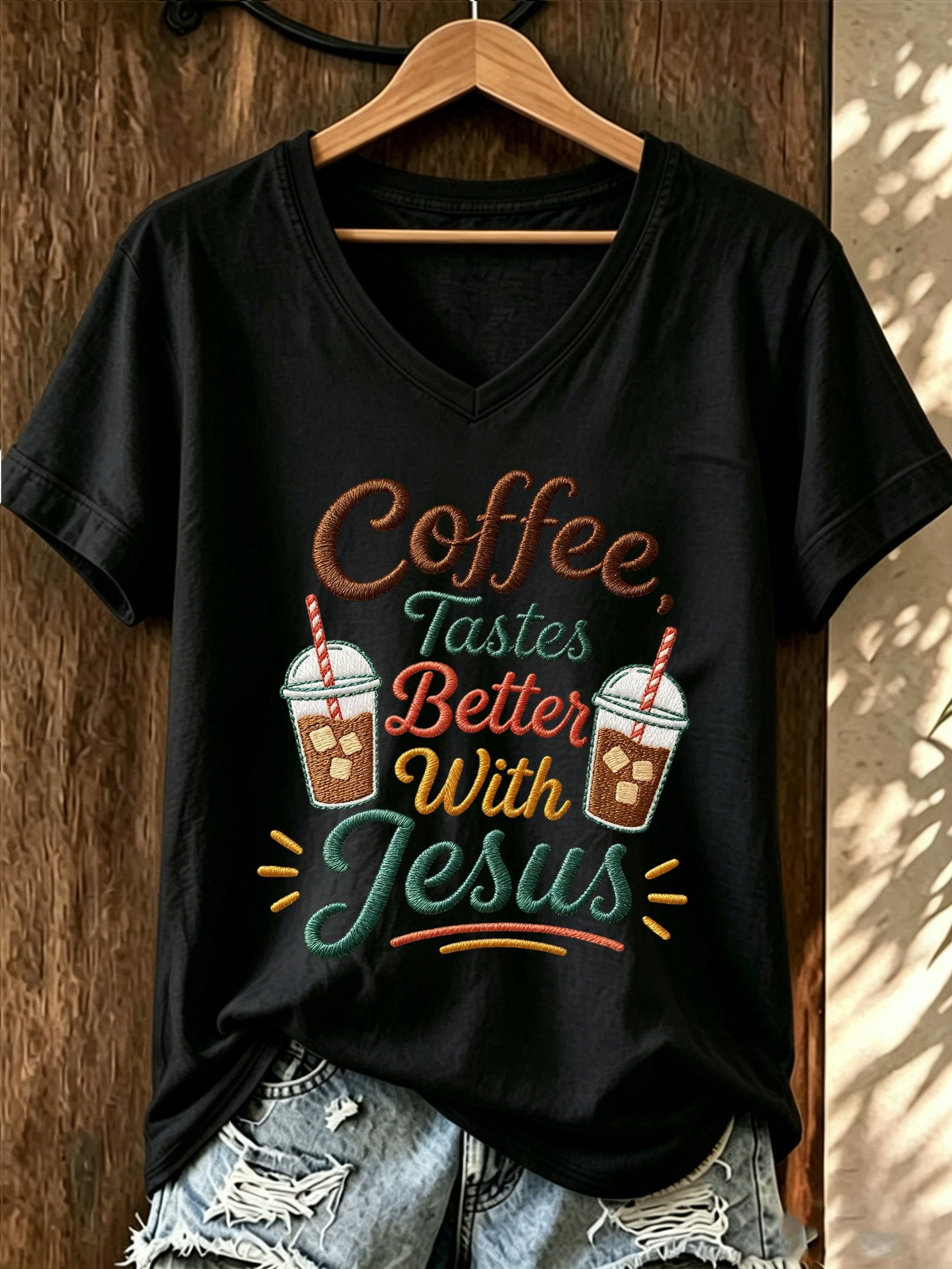Top casual de mujer con estampado de fe