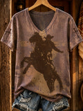 Women's Retro Western Faith Print Casual Top