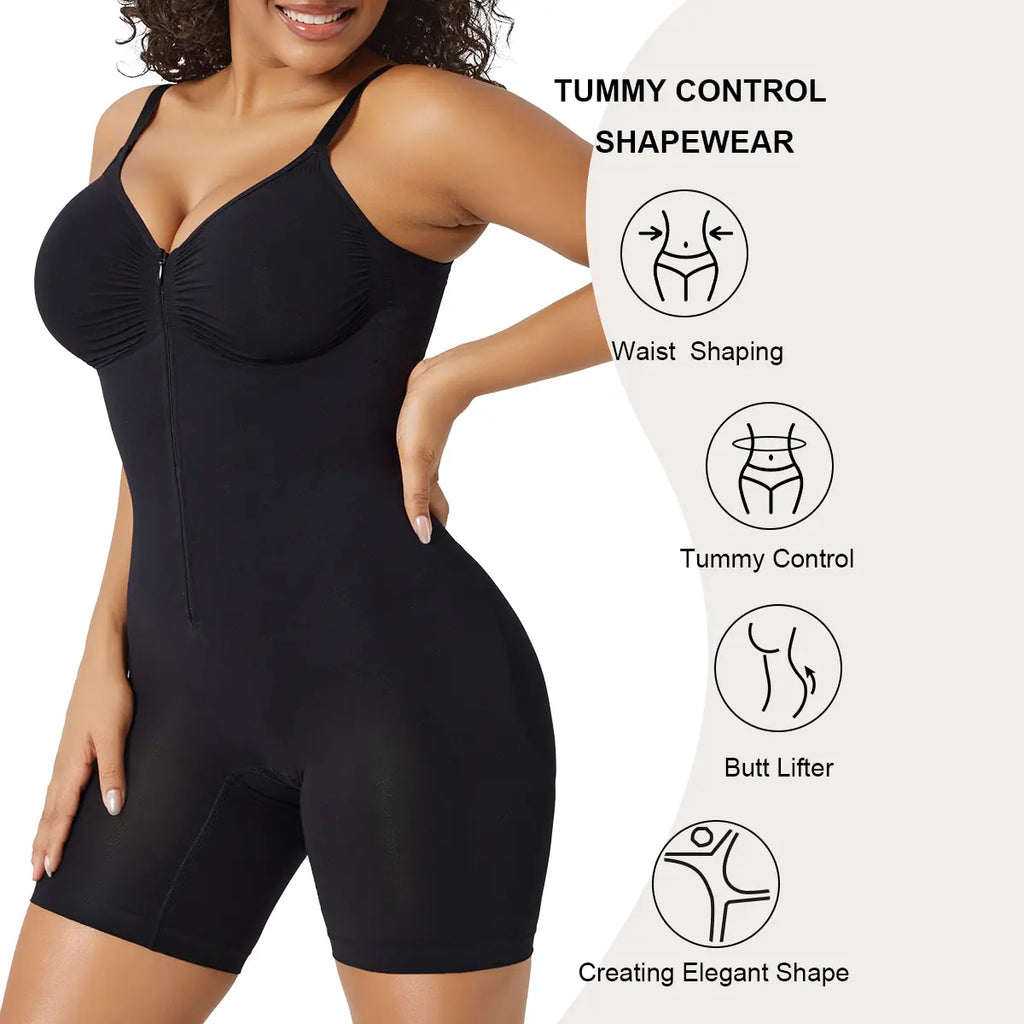 Women's Zip-Up Shapewear Bodysuit | Tummy Control Seamless Body Shaper