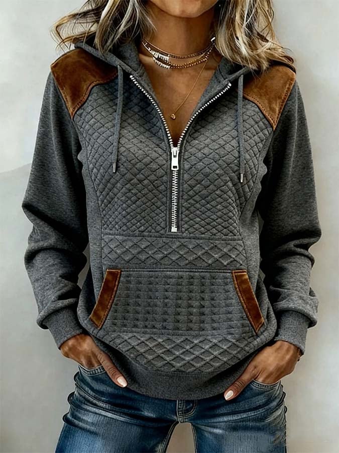 Women'S Casual Color-Blocked Pullover Sweatshirt