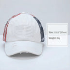 Women's American Flag Cotton Baseball Cap with Criss-Cross Back