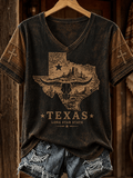 Women's Western Faith Print V-Neck Top