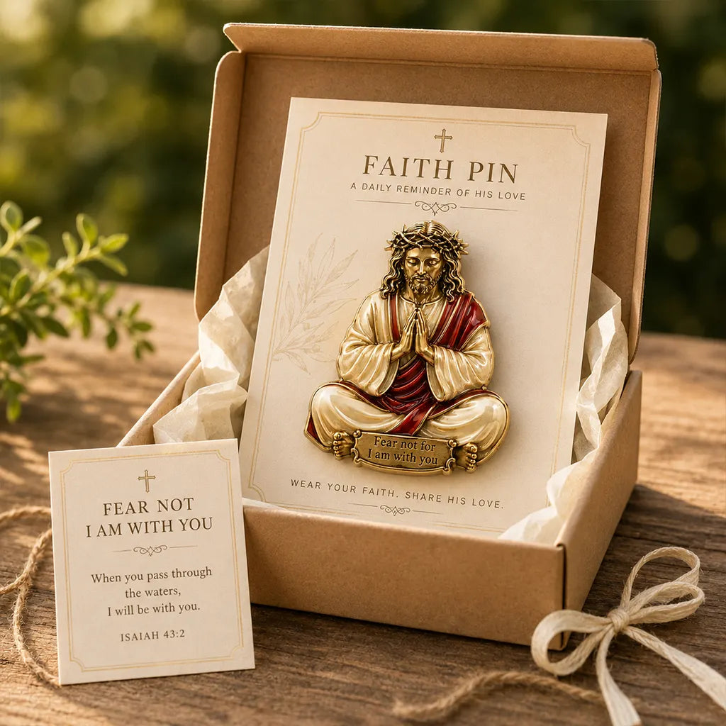 Jesus Faith Pin – “Fear Not I Am With You” Christian Inspirational Brooch Gift
