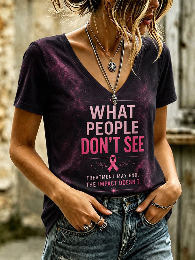 Women's Casual Breast Cancer Awareness Print Top
