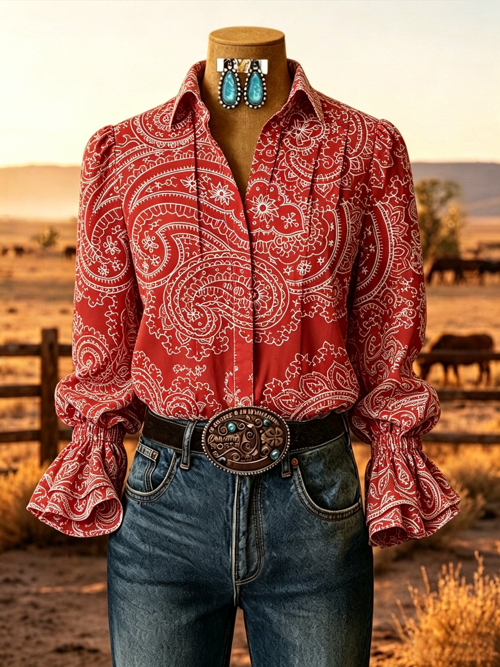 Women's Vintage Western Floral Shirt