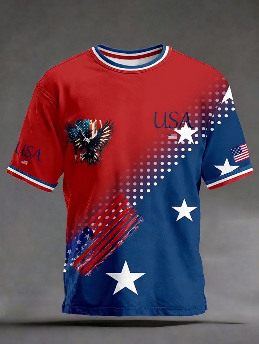 Men's America 250th Anniversary Art Print Casual T-Shirt