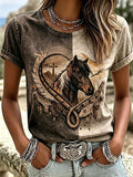 Women's Western style round neck T-shirt