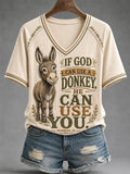 Women's Funny Donkey of God Can Use Donkey He Can Use You Printed Casual Tops