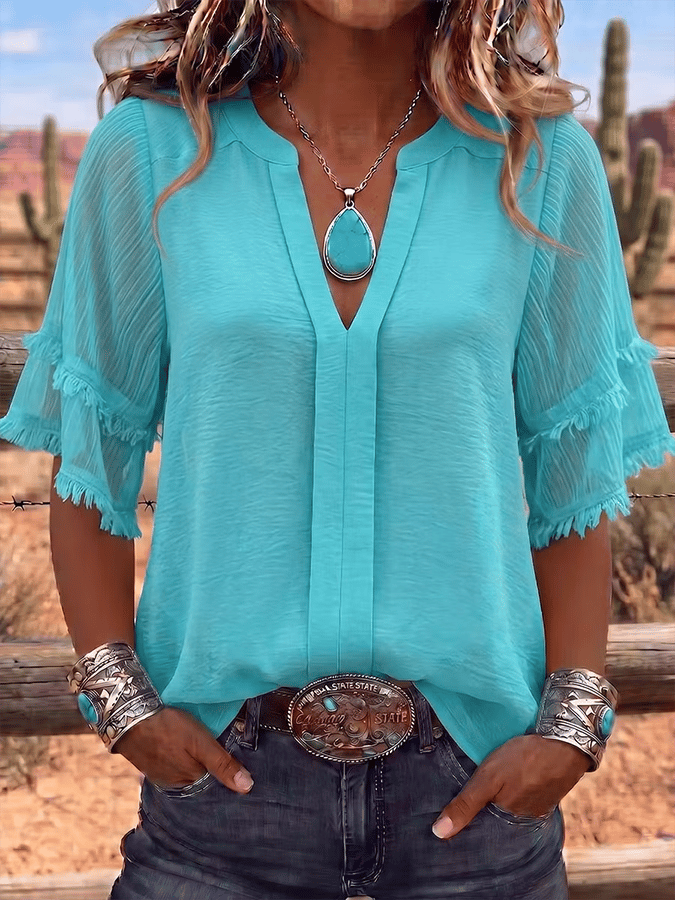 Women'S Casual Loose Tassel Top