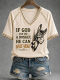 Lustige Tops für Damen mit der Aufschrift „Donkey of God Can Use Donkey He Can Use You“ bedruckt, Freizeit-T-Shirts