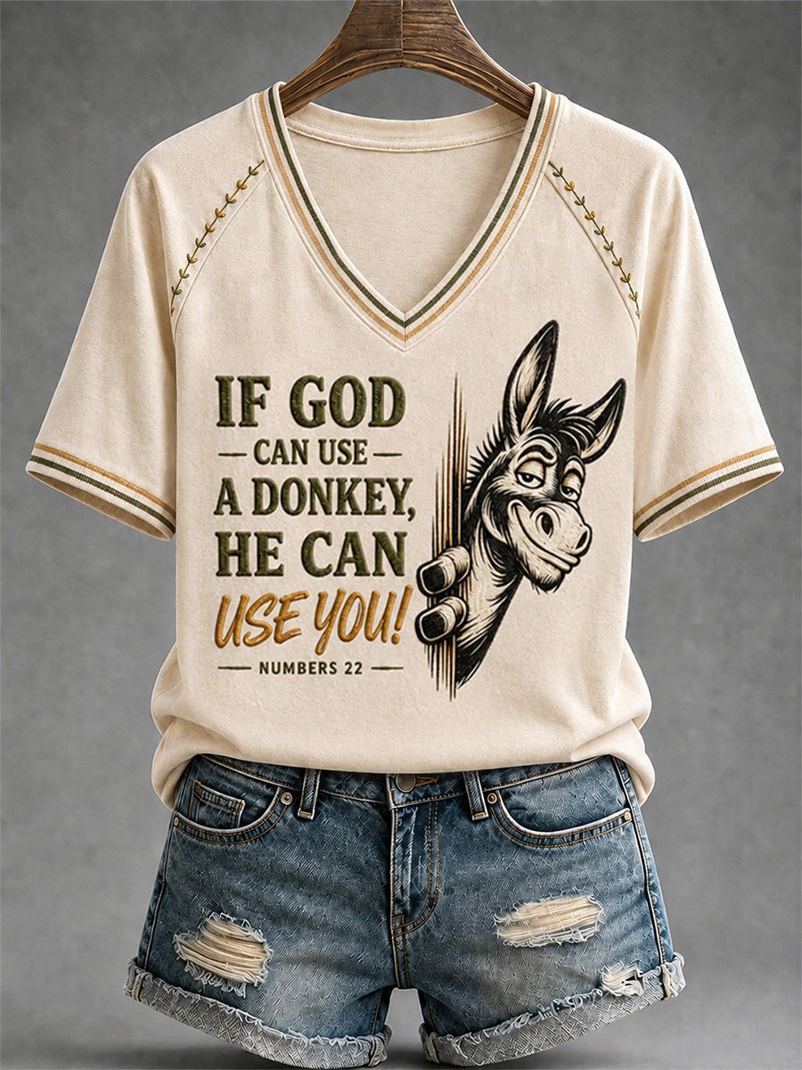 Lustige Tops für Damen mit der Aufschrift „Donkey of God Can Use Donkey He Can Use You“ bedruckt, Freizeit-T-Shirts