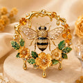 Vintage 3D Bee and Flower Brooch