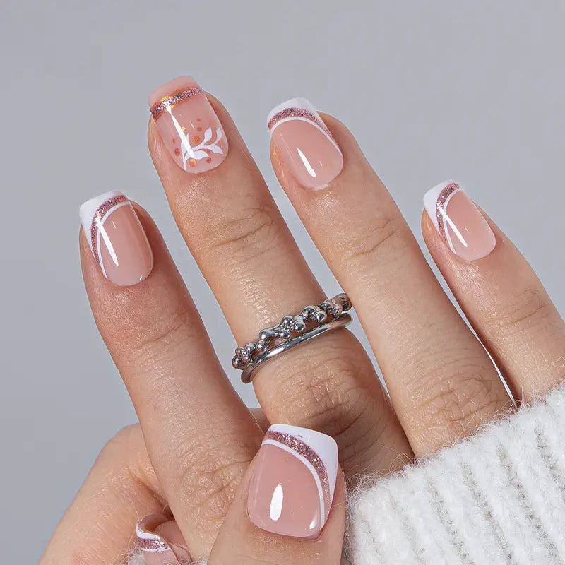 30-Piece Blush Glossy Press-On Nails – Short Natural Everyday Manicure