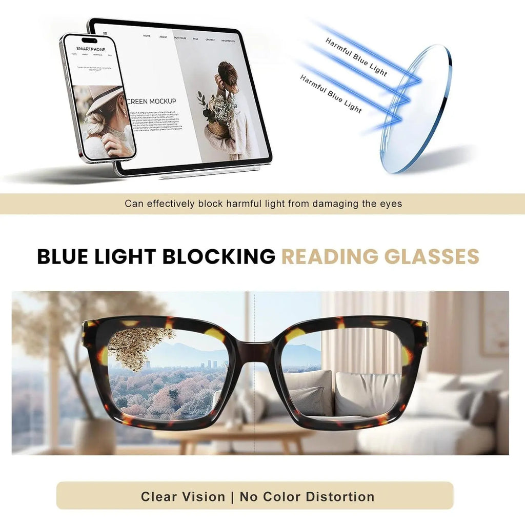 3-Pack Oversized Square Reading Glasses for Women – Fashion Thick Frame Readers Set