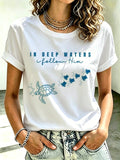 Damen Strandurlaub Und Freizeit Meeresschildkröte In Tiefen Gewässern Ich Folge Ihm Glaubensdruck T-Shirt