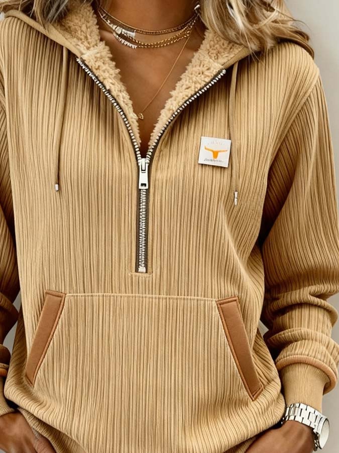 Women'S Casual Color-Blocked Hooded Sweatshirt