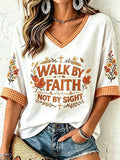 Women's Fall Casual Faith Graphic Print T-Shirt